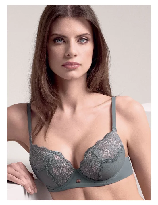 Цветен сутиен с твърди чашки Balconette Lormar 1900 Plunge серия Saten COLORE